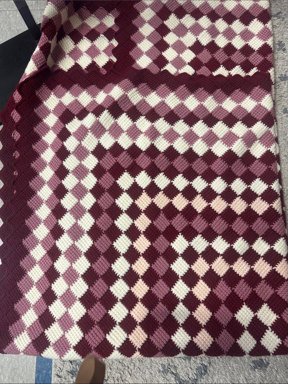 diamond pattern crochet knit blanket